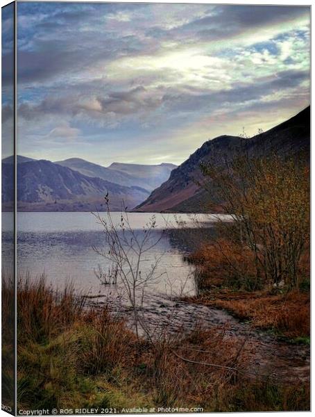 Misty Blue Ennerdale Water Canvas Print by ROS RIDLEY