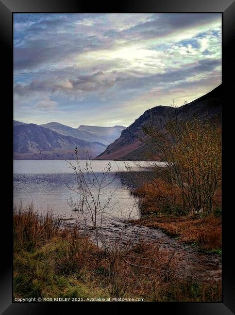 Misty Blue Ennerdale Water Framed Print by ROS RIDLEY