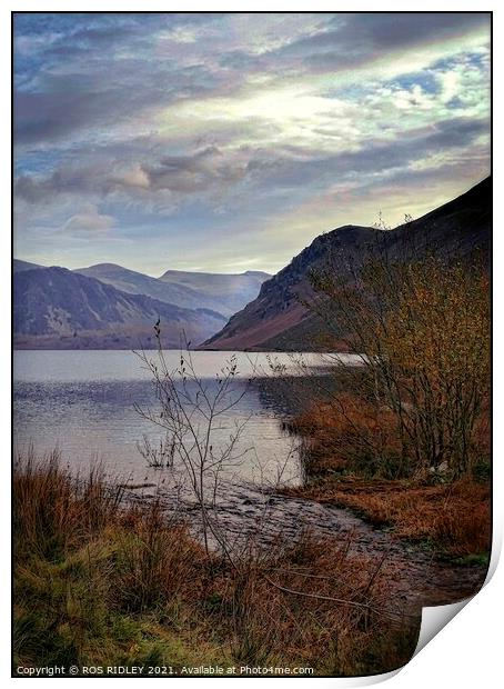 Misty Blue Ennerdale Water Print by ROS RIDLEY