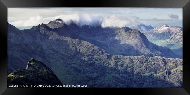 The Cuillin, enveloped in cloud Framed Print by Chris Drabble