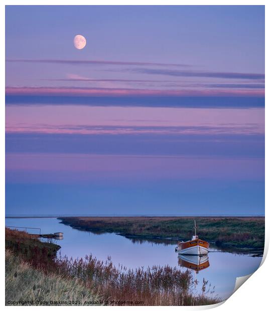 Moonrise, Saltfleet Haven, Lincolnshire Print by Tony Gaskins