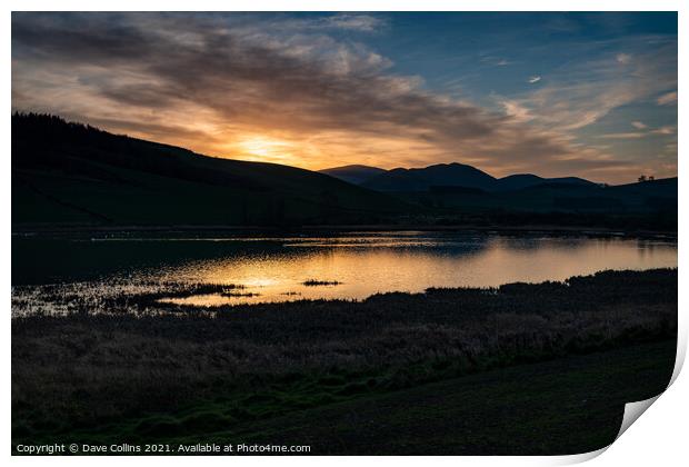 Sunrise, Yetholm Loch Nature Reserve, Scottish Borders, Great Britain Print by Dave Collins
