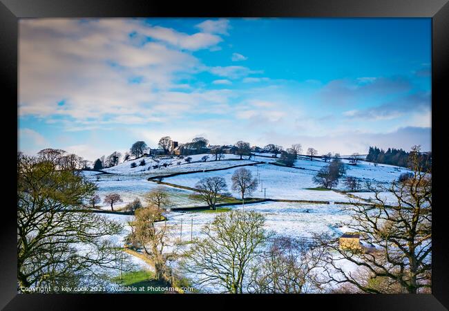 Middlesmoor in the snow Framed Print by kevin cook