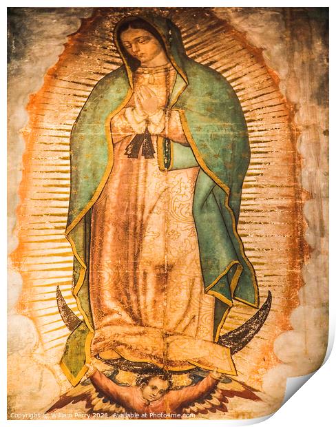 Virgin Mary Guadalupe Painting Shrine Mexico City Print by William Perry