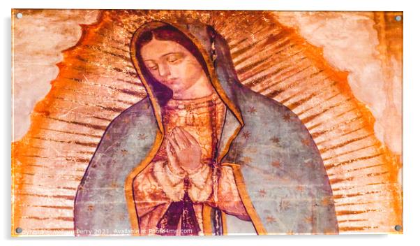 Original Virgin Mary Guadalupe Painting New Basilica Shrine Mexi Acrylic by William Perry