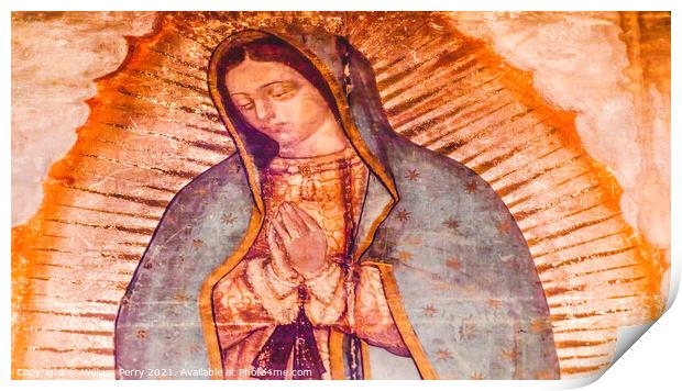 Original Virgin Mary Guadalupe Painting New Basilica Shrine Mexi Print by William Perry