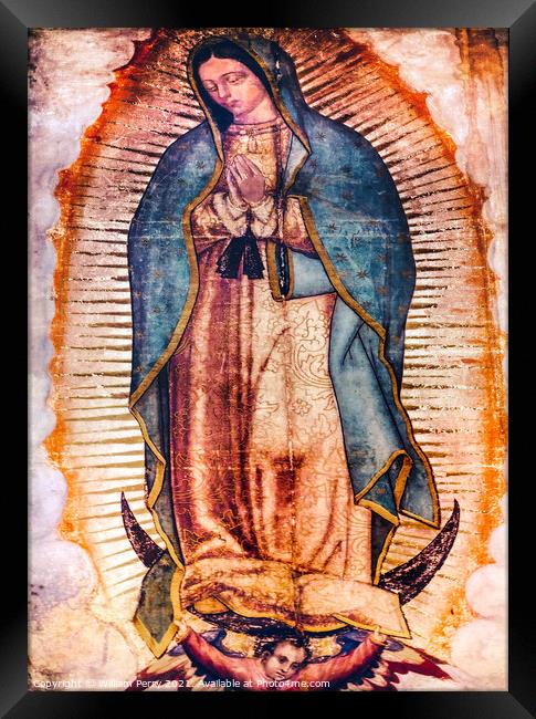 Original Virgin Mary Guadalupe Painting New Basilica Shrine Mexi Framed Print by William Perry
