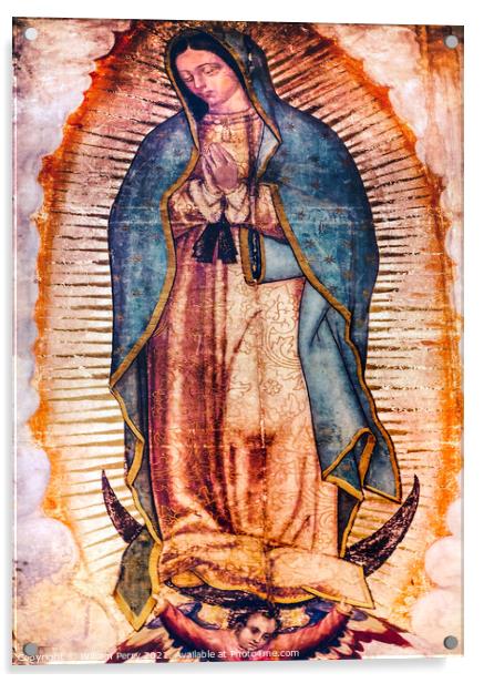 Original Virgin Mary Guadalupe Painting New Basilica Shrine Mexi Acrylic by William Perry
