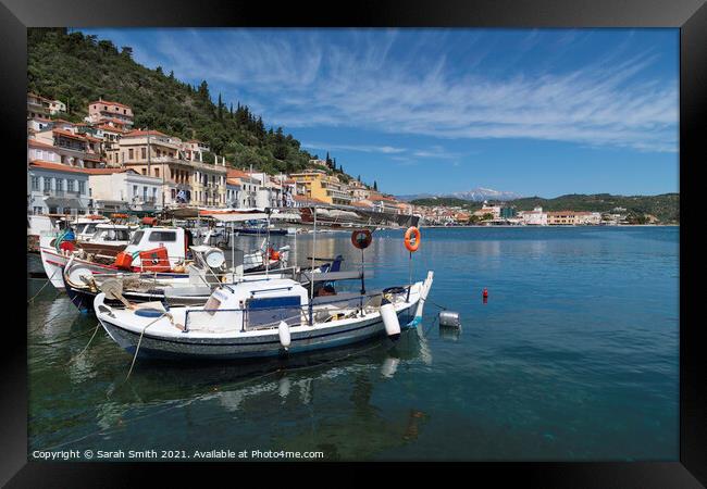 Gythio harbour Framed Print by Sarah Smith