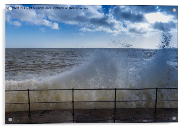 High tide wave Acrylic by Stuart C Clarke