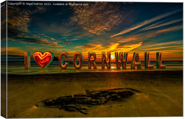I Love Cornwall  Canvas Print by Nigel Hatton