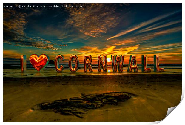 I Love Cornwall  Print by Nigel Hatton