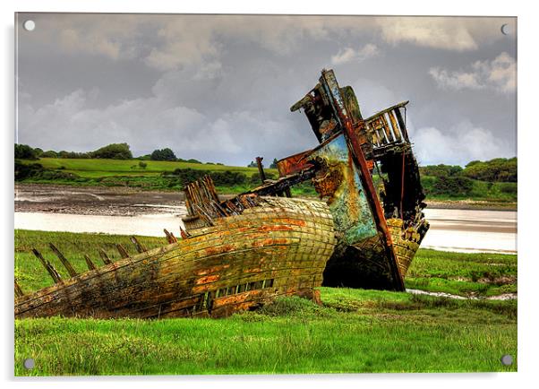The Marsh Wrecks Acrylic by Trevor Kersley RIP