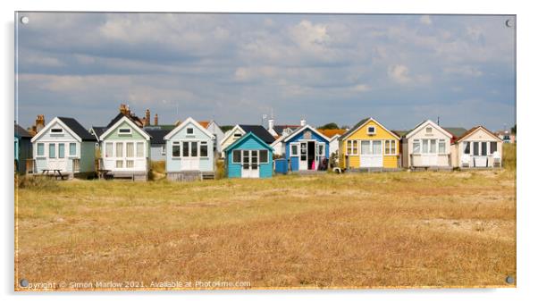 Hengistbury Head Beach Huts Acrylic by Simon Marlow