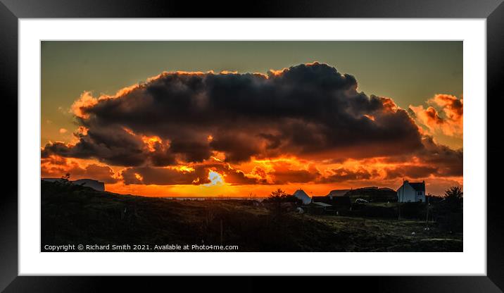 Backlit clouds in the west seen across Struanmore Framed Mounted Print by Richard Smith