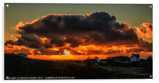 Backlit clouds in the west seen across Struanmore Acrylic by Richard Smith