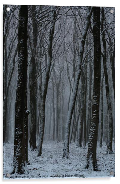 Winter woodland Acrylic by Simon Johnson