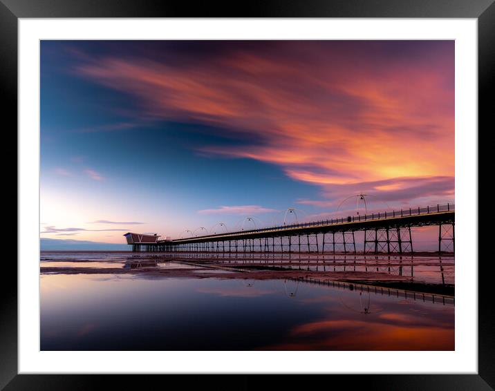 Southport Pier Fiery Sunset Framed Mounted Print by Andrew George