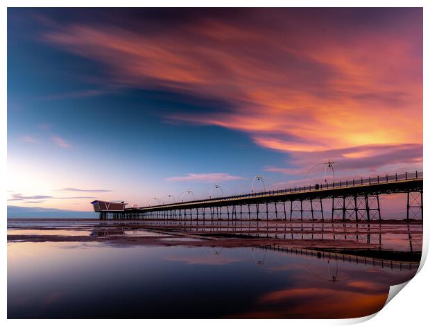 Southport Pier Fiery Sunset Print by Andrew George