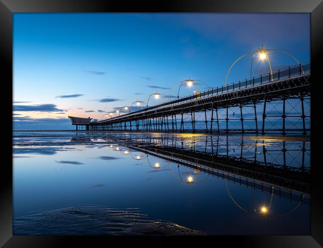 Southport Beach and Pier Framed Print by Andrew George