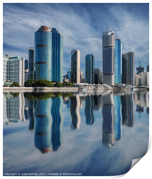 Brisbane City Reflections Print by Julie Hartwig