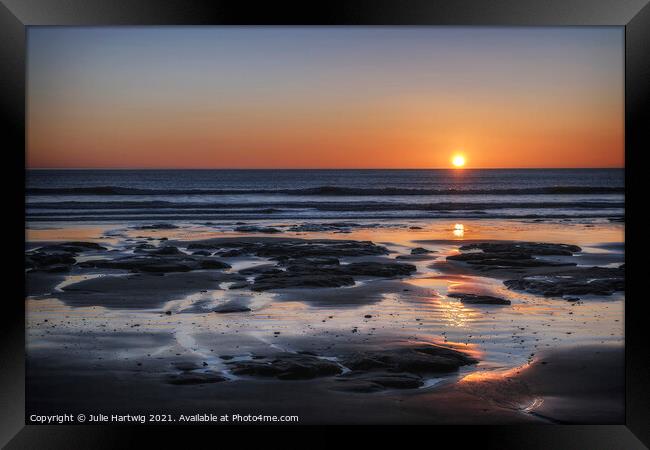 Moeraki Sunrise Framed Print by Julie Hartwig