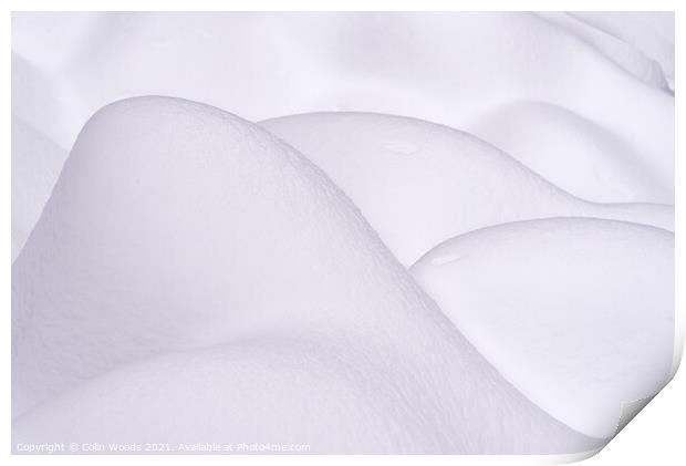 Abstract forms from snow covered rocks Print by Colin Woods