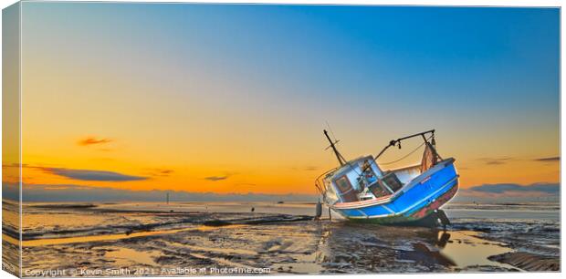 Fishing Vessel Womack, on the beach at  Meols Canvas Print by Kevin Smith