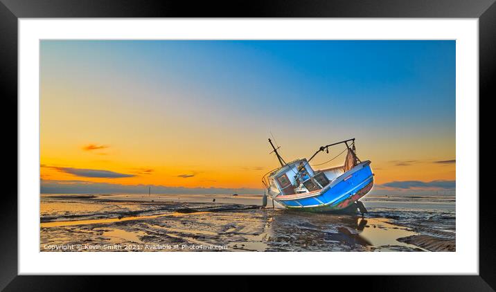 Fishing Vessel Womack, on the beach at  Meols Framed Mounted Print by Kevin Smith