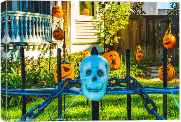 Halloween Decorations Iron Gate Garden District New Orleans Loui Canvas Print by William Perry