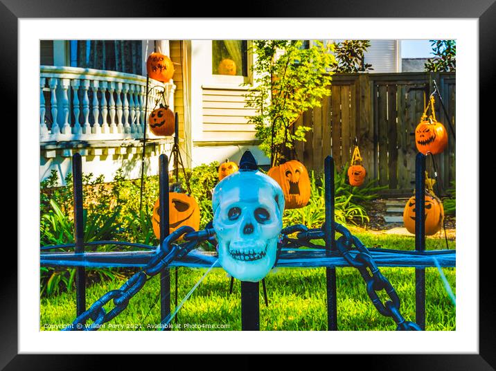 Halloween Decorations Iron Gate Garden District New Orleans Loui Framed Mounted Print by William Perry
