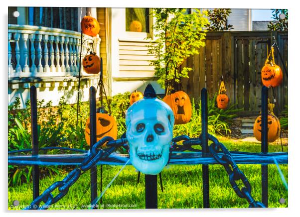 Halloween Decorations Iron Gate Garden District New Orleans Loui Acrylic by William Perry