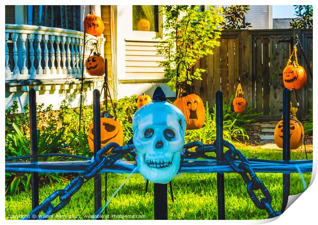 Halloween Decorations Iron Gate Garden District New Orleans Loui Print by William Perry