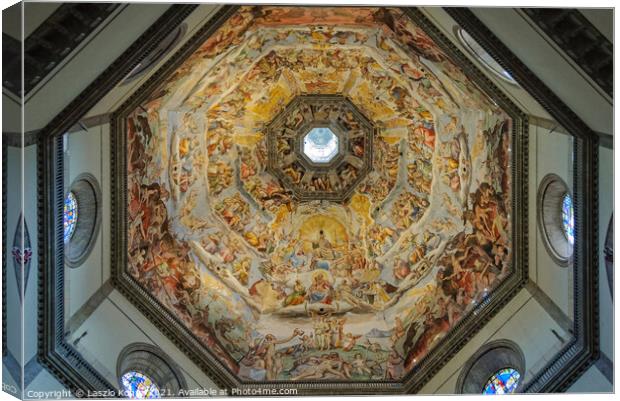 Frescoes of the dome of the Cathedral - Florence Canvas Print by Laszlo Konya