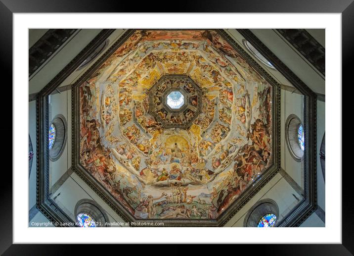 Frescoes of the dome of the Cathedral - Florence Framed Mounted Print by Laszlo Konya
