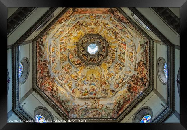 Frescoes of the dome of the Cathedral - Florence Framed Print by Laszlo Konya