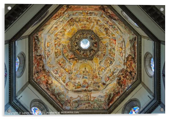 Frescoes of the dome of the Cathedral - Florence Acrylic by Laszlo Konya