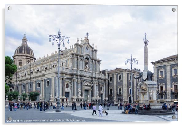 Piazza del Duomo - Catania Acrylic by Laszlo Konya