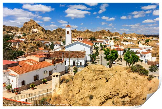 Cave house neighbourhood in Guadix Print by Kevin Hellon
