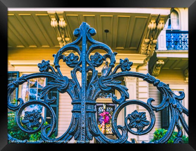 Black Iron Decorations Garden District New Orleans Louisiana Framed Print by William Perry