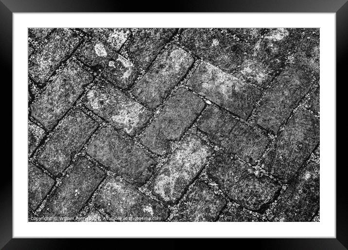 Black White Sidewalk Bricks Garden District New Orleans Louisian Framed Mounted Print by William Perry