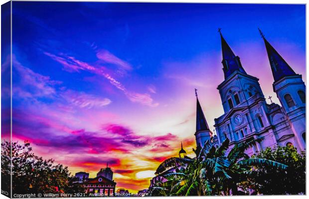 Saint Louis Cathedral Cabildo New Orleans Louisiana Canvas Print by William Perry