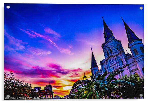 Saint Louis Cathedral Cabildo New Orleans Louisiana Acrylic by William Perry