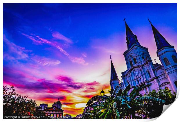 Saint Louis Cathedral Cabildo New Orleans Louisiana Print by William Perry
