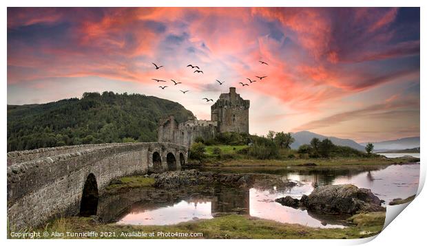 Majestic Eilean Donan Castle at Sunset Print by Alan Tunnicliffe