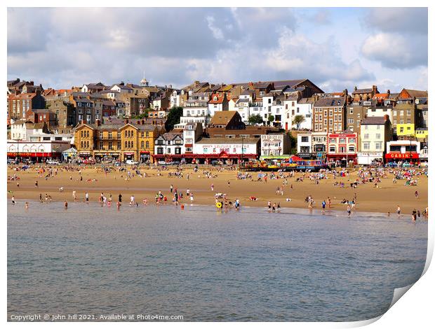 Scarborough seafront from the pier in August. Print by john hill