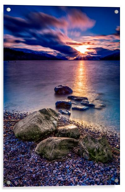 Loch Ness Sunset Acrylic by John Frid