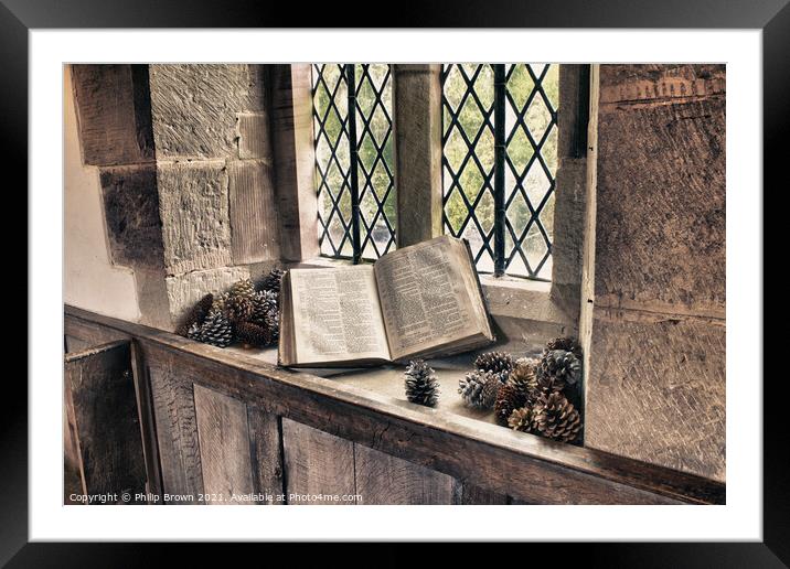 The Holy Bible on Display Framed Mounted Print by Philip Brown