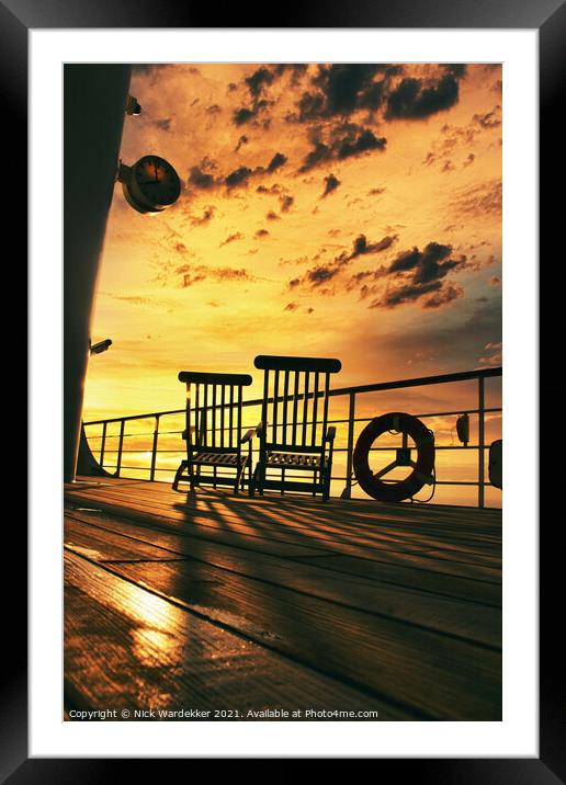 Atlantic Sunset on the Queen Mary 2 Framed Mounted Print by Nick Wardekker