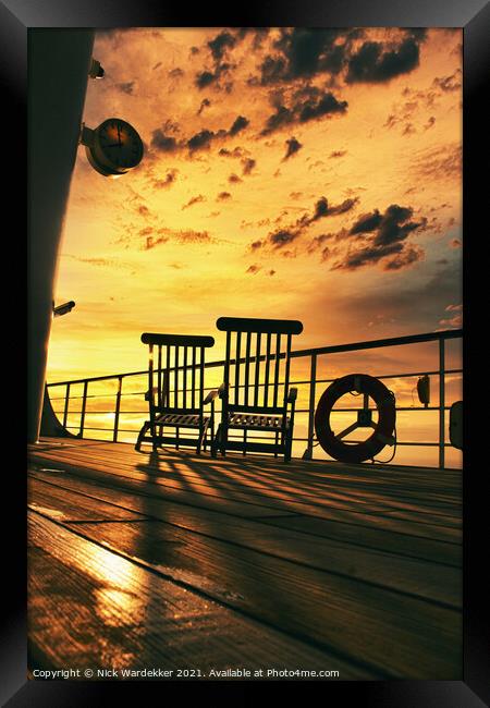 Atlantic Sunset on the Queen Mary 2 Framed Print by Nick Wardekker